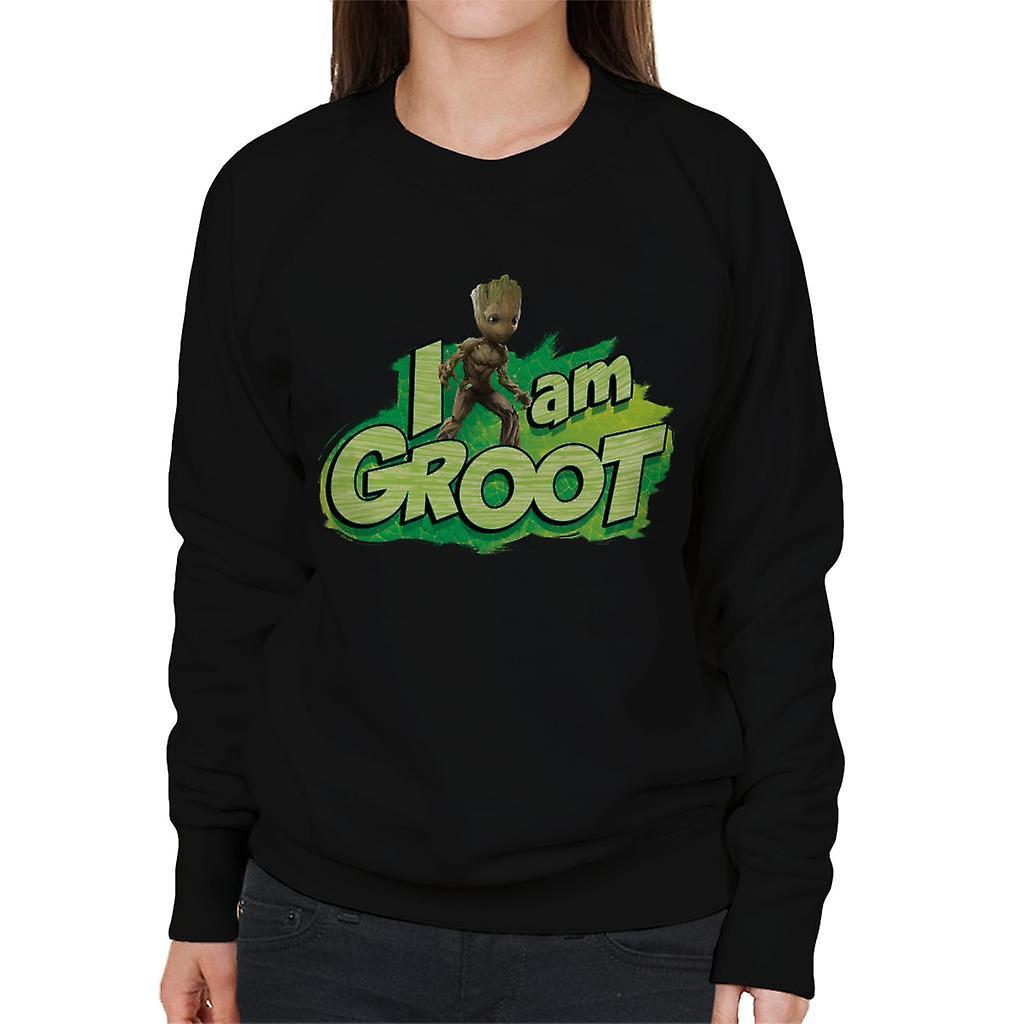 Marvel Guardians Of The Galaxy Vol 2 I Am Groot Leaf Women's Sweatshirt Black Large