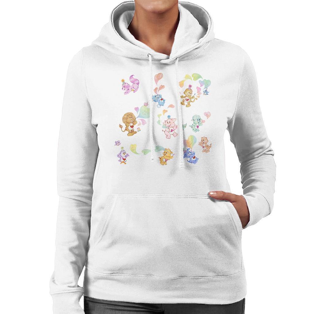 Care Bears Love Heart Montage Women's Hooded Sweatshirt White Large