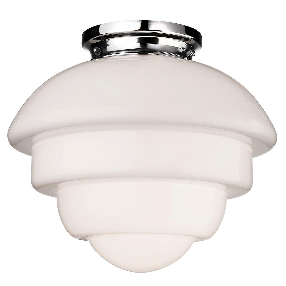 Art 1 Light Flush Light Chrome Opal White Glass E27