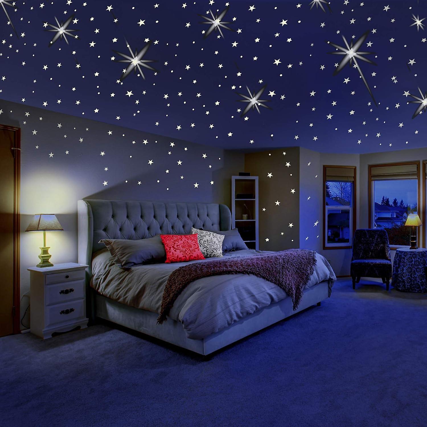 Ubiuo Glow-in-the-dark Stars For Ceiling Or Wall Stickers - Glow-in-the-dark Wall Stickers Room Decor Kit - Galaxy Glow-in-the-dark Stars