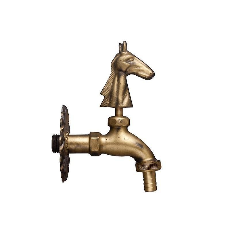 Slowmoose Outdoor Decorative Garden Faucet Animal Shape Bibcock Antique Brass Tap antique horse