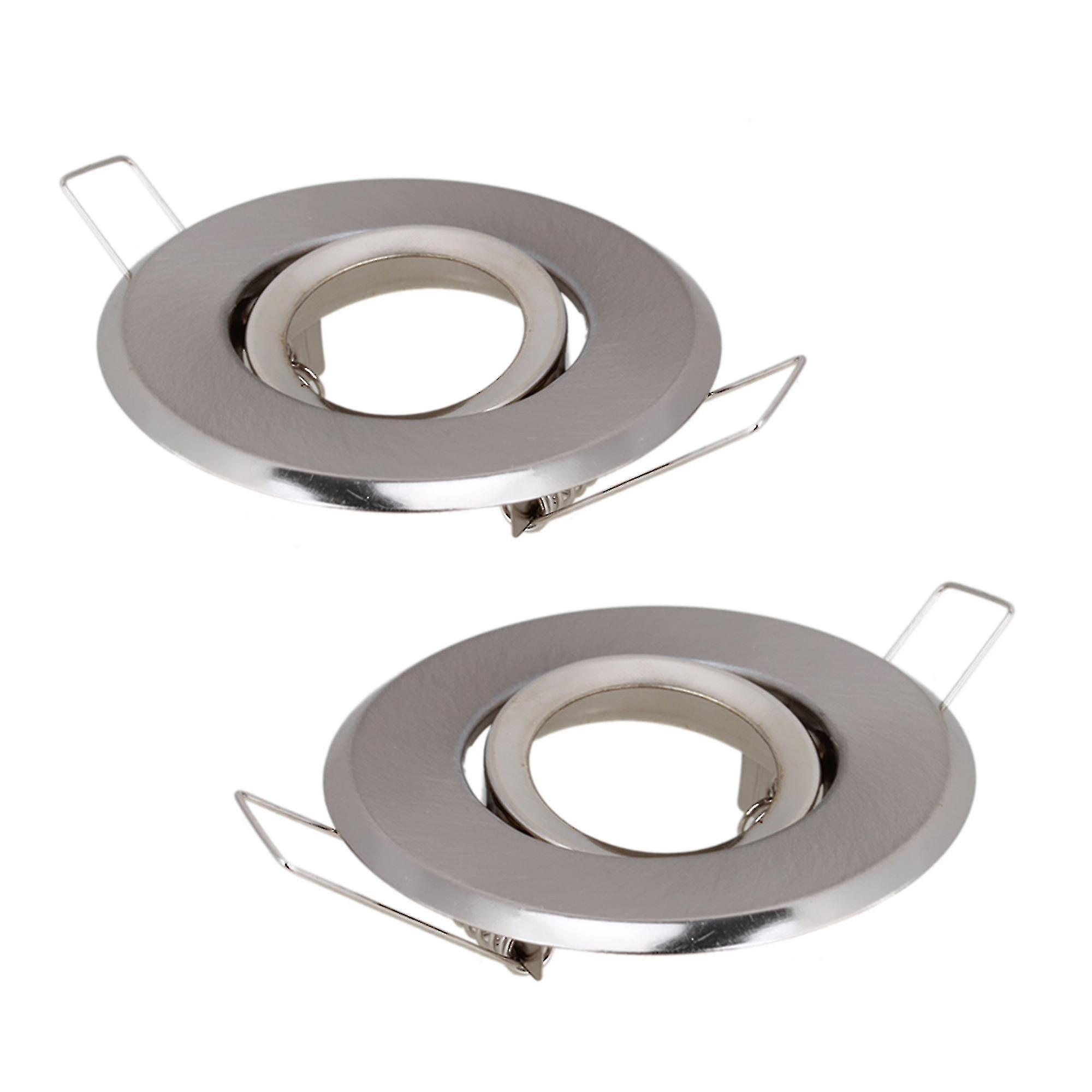 Boris 2 X Mr11 Downlight Fitting Gimble Satin Chrome With Lamp Holder 70mm