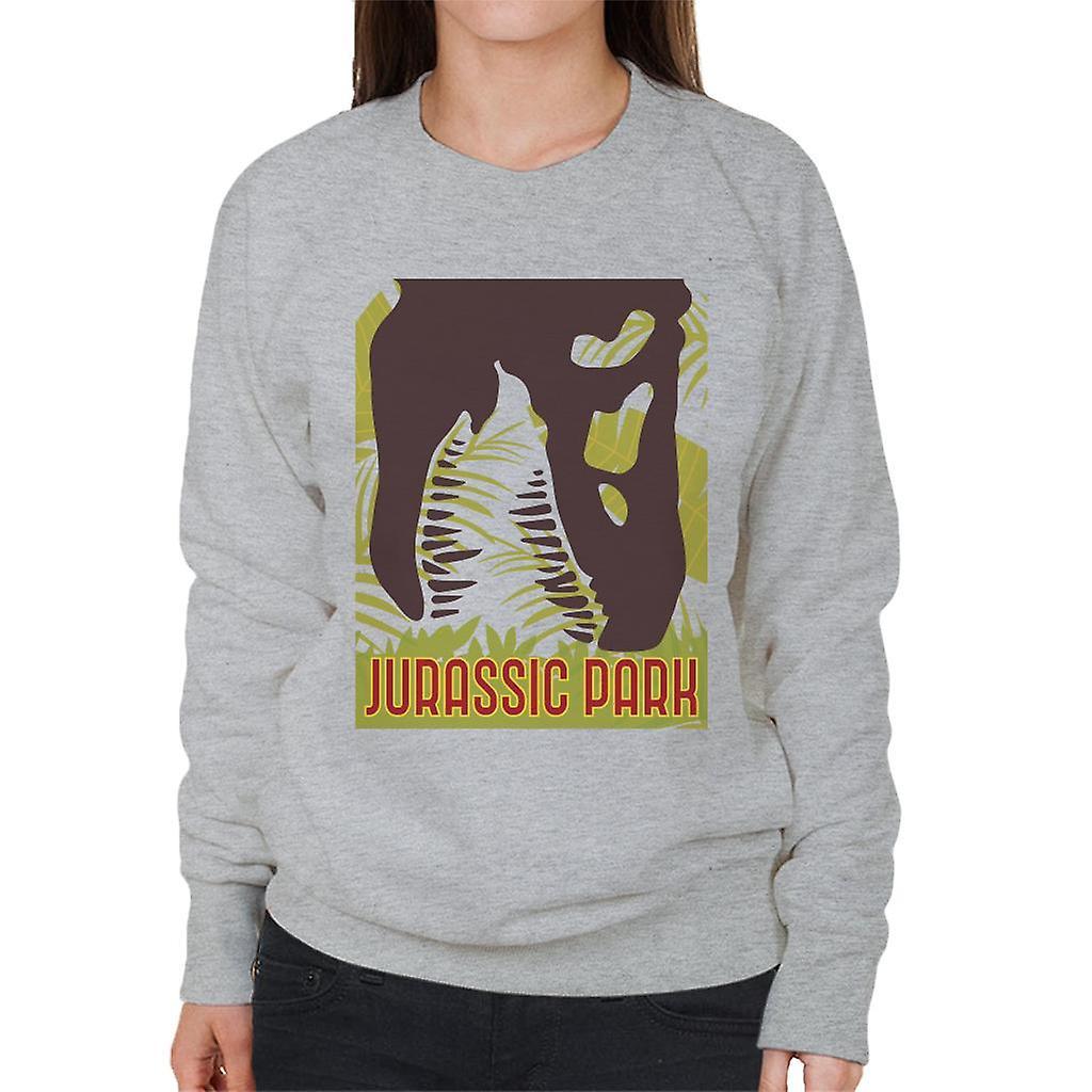 Jurassic Park T Rex Skeleton Silhouette Eating Women's Sweatshirt Heather Grey Large