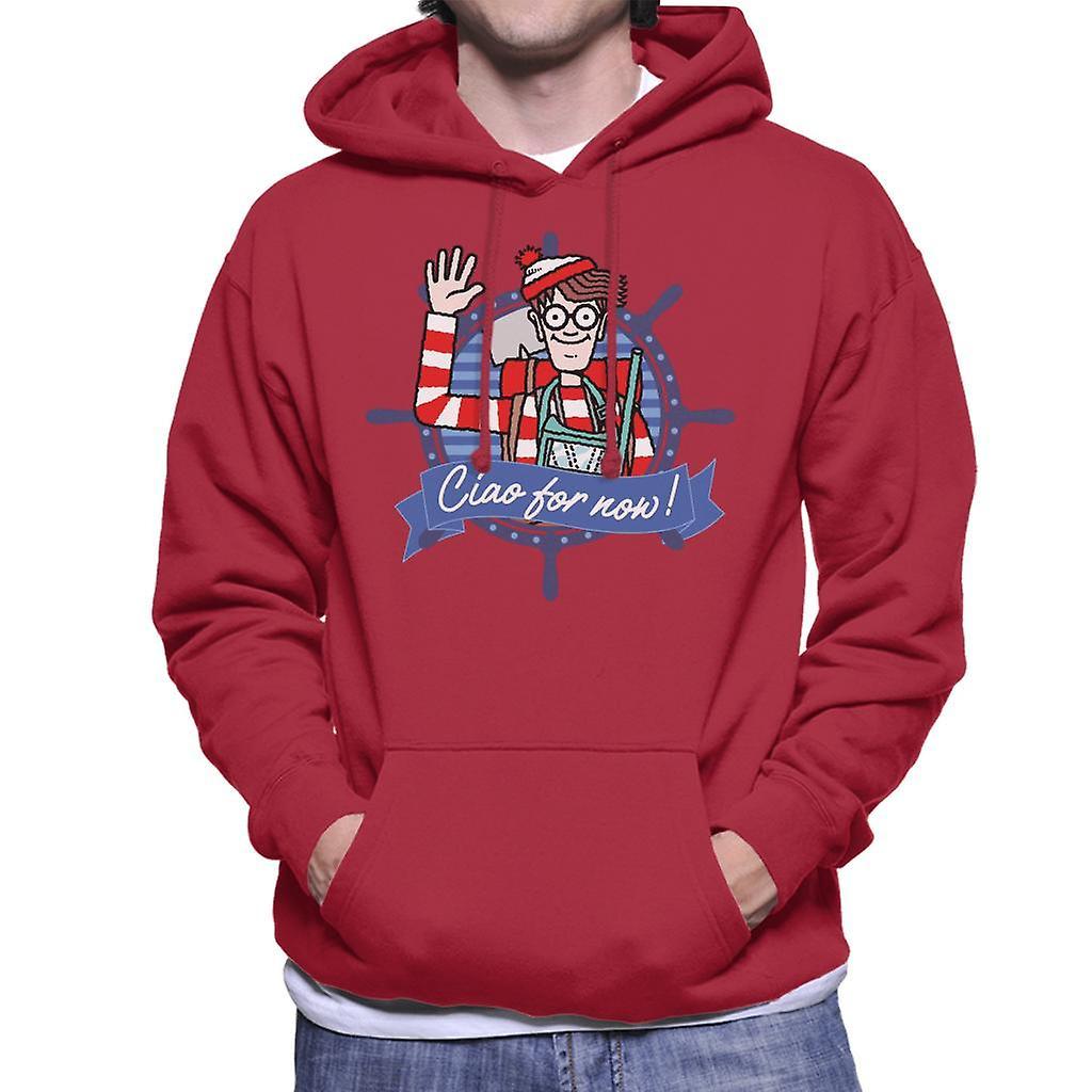 Wheres Wally Where's Wally Ciao For Now Men's Hooded Sweatshirt Cherry Red X-Large