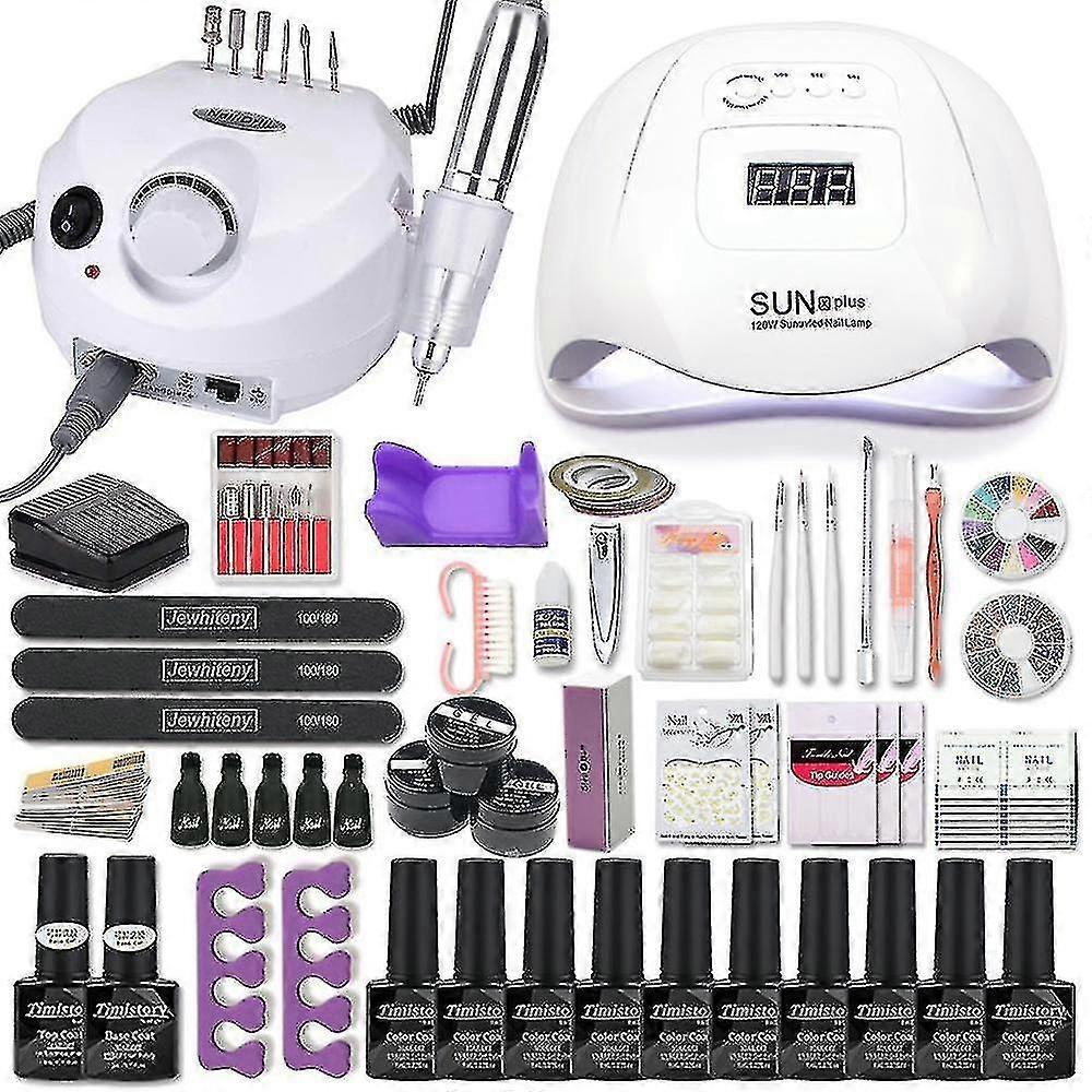 Conly 35000rpm Nail Art Kit With 120w/54w Led Nail Lamp 40/30/20/10 Colors Uv Polishing Gel Polishing Nail Art Kitcombo3-