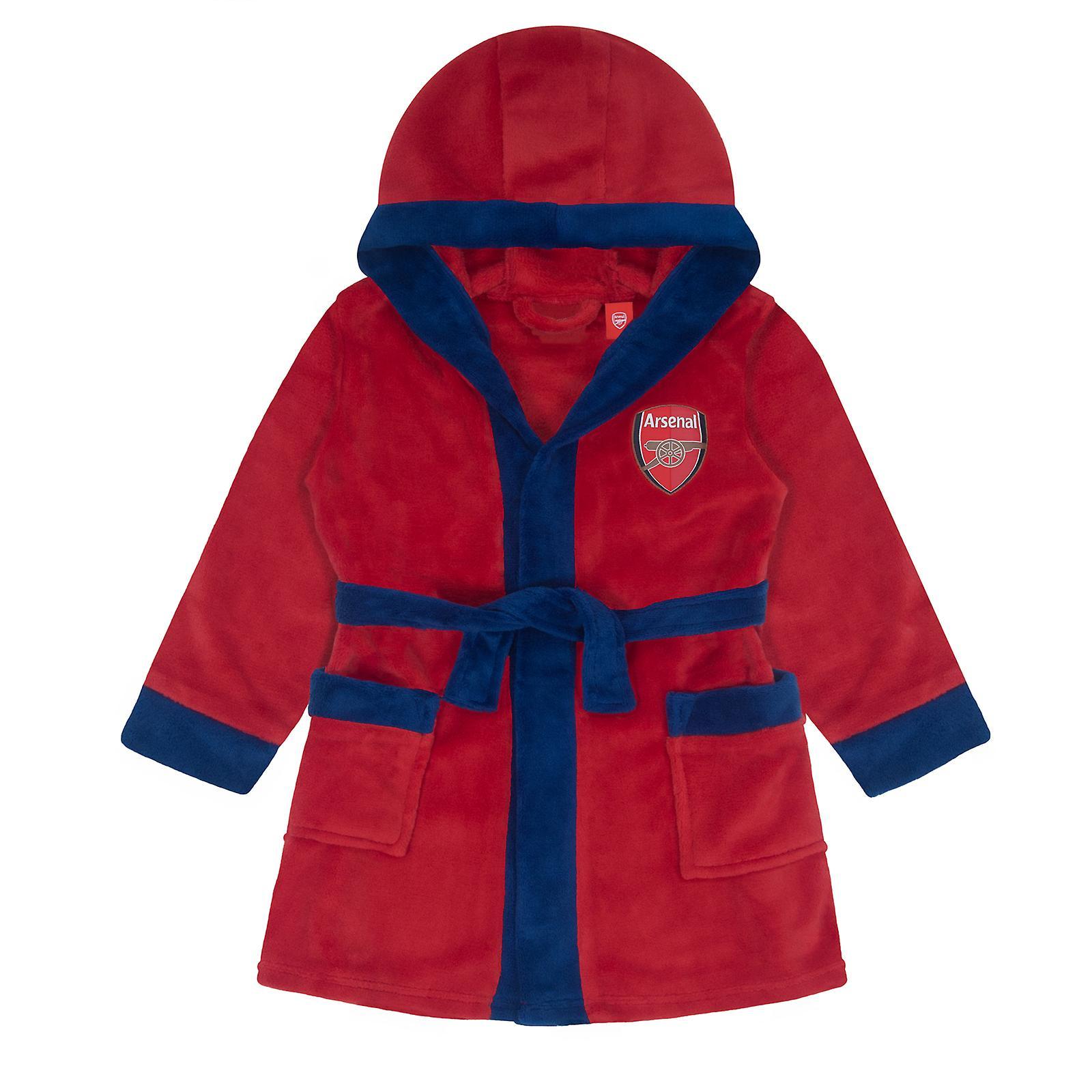 Arsenal FC Baby Dressing Gown Toddler Robe Hooded Fleece OFFICIAL Gift Red 6-12 Months