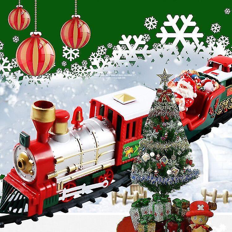 Electric Christmas Train - Sound And Light - Train Christmas Decoration With Animated Wagon And Santa Claus Tree Rails