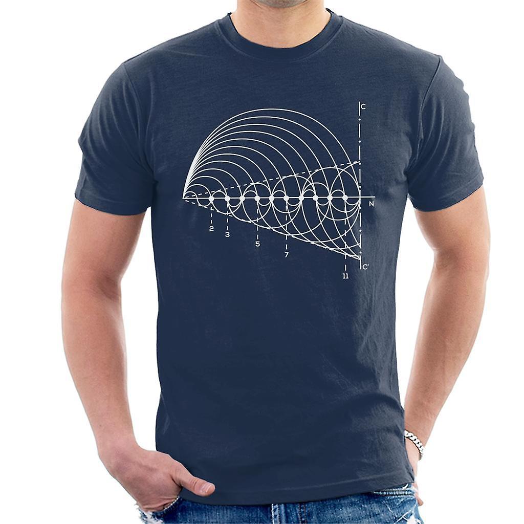 Coto7 Maths And Science Fibonacci Graph Men's T-Shirt Navy Blue X-Large