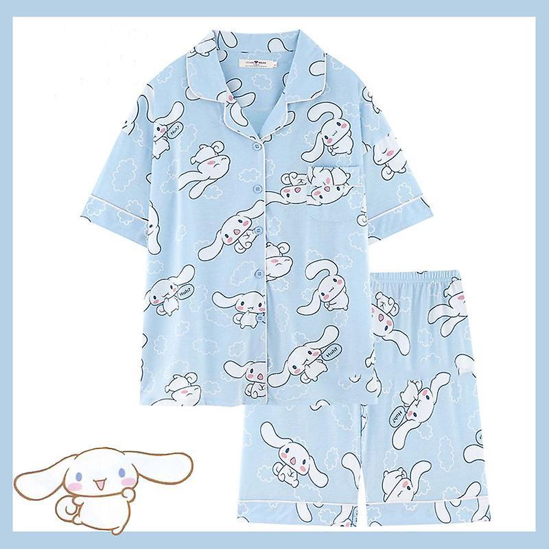 Aionyaaa Kawaii Cinnamoroll My Melody Kuromi New Spring Autumn Pajamas Women Anime Sanrioed Cute Girl Heart Cotton Loungewear Set Cinnamoroll-D M