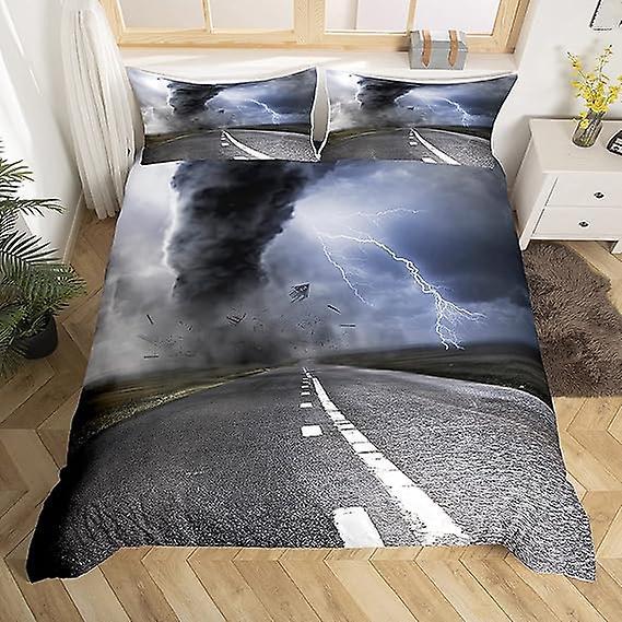 Duvet Cover Sets Duvet Cover Full Highway Pattern Decor Comforter Set 3 Pieces Tornado Lightning Pattern Decor Bedding Comforter Cover 135x200cm