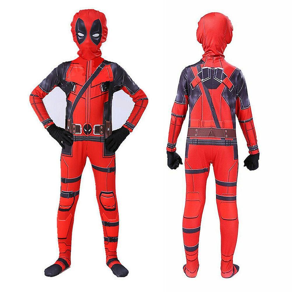 Shinestar Deadpool Bodysuit Cosplay Costumes Kids Boys Halloween Party Jumpsuit Fancy Dress Outfits 8-9Years