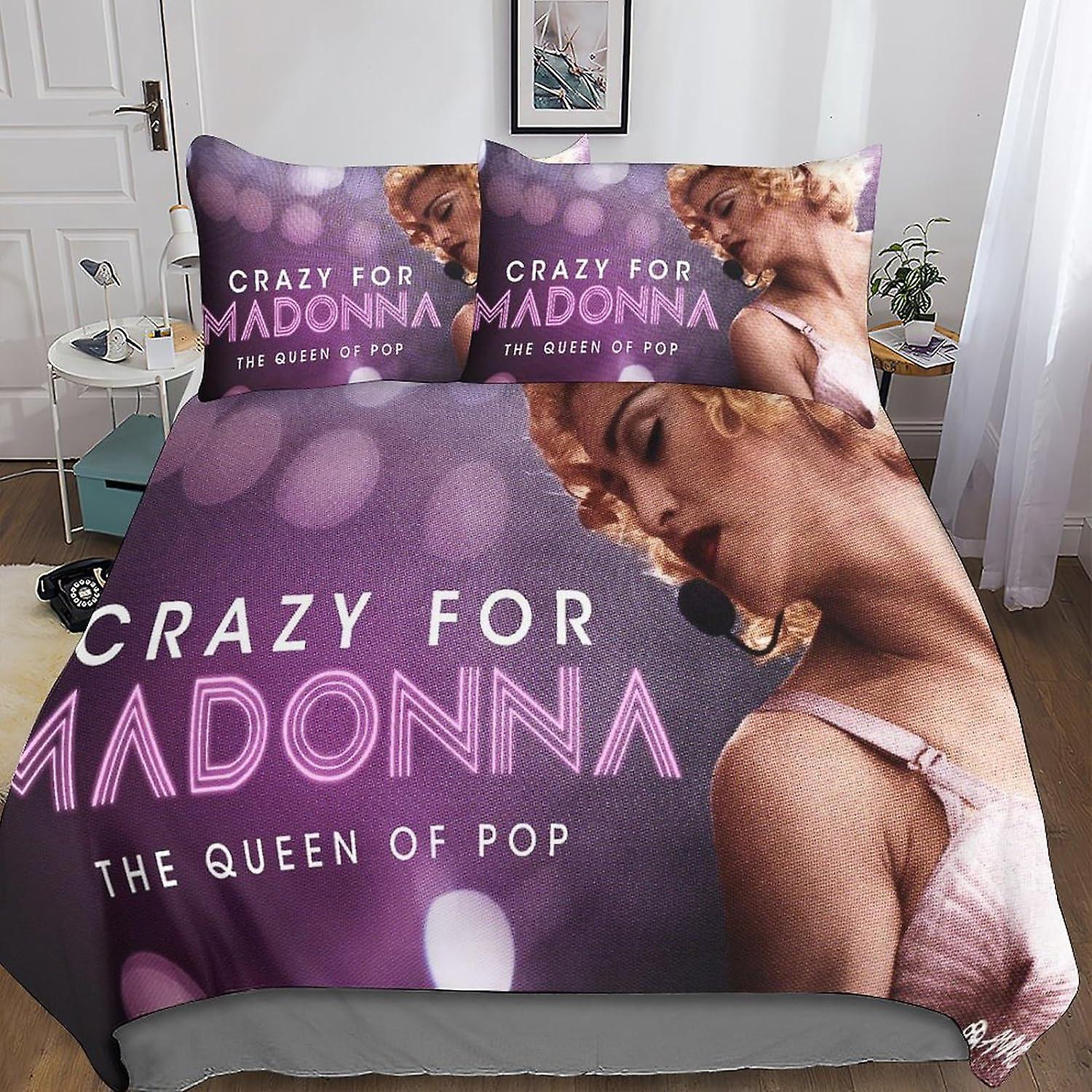 Kerota Madonna Louise Duvet Cover Set 3D Printed Bedding Microfiber with Pillowcases, Zipper Closure, 3 Pieces for Teens and Adults Double200x200cm