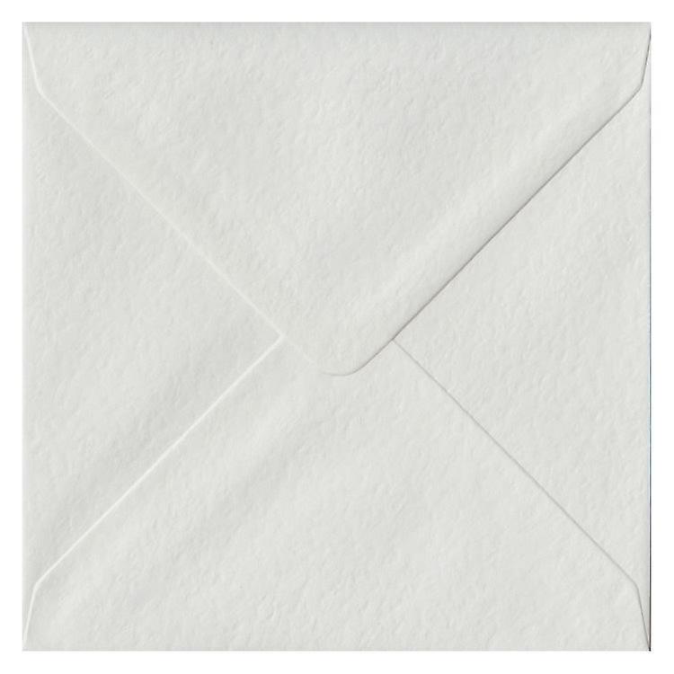 ColorSono White Hammer Gummed 155mm Square Coloured White Envelopes. 100gsm FSC Sustainable Paper. 155mm x 155mm. Banker Style Envelope. 25