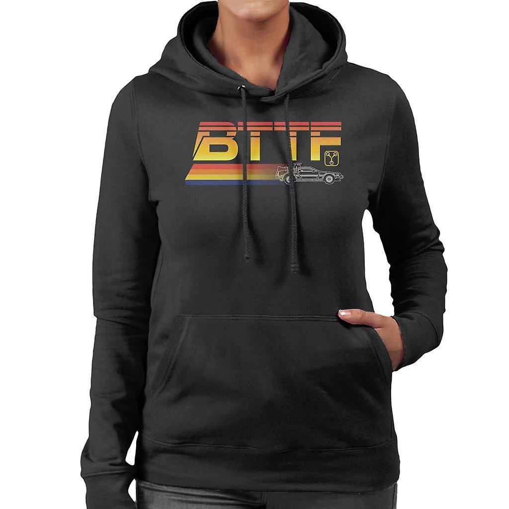 Back to the Future Delorean Zooming Women's Hooded Sweatshirt Black X-Large