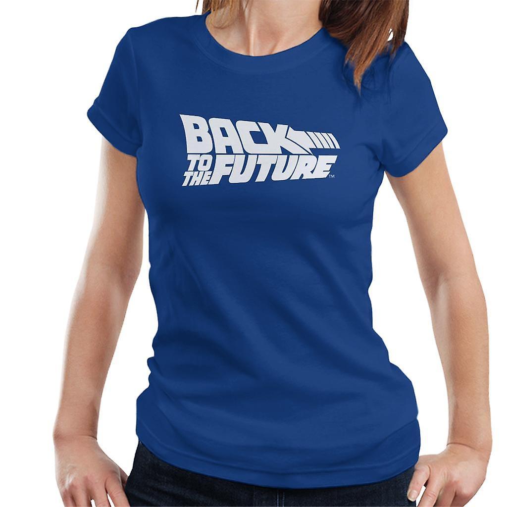 Back to the Future White Logo Women's T-Shirt Royal Blue Large