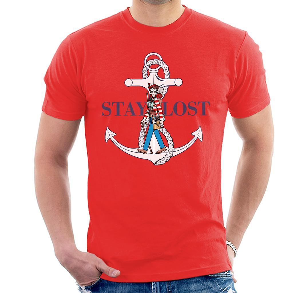 Wheres Wally Where's Wally Stay Lost Men's T-Shirt Red Medium