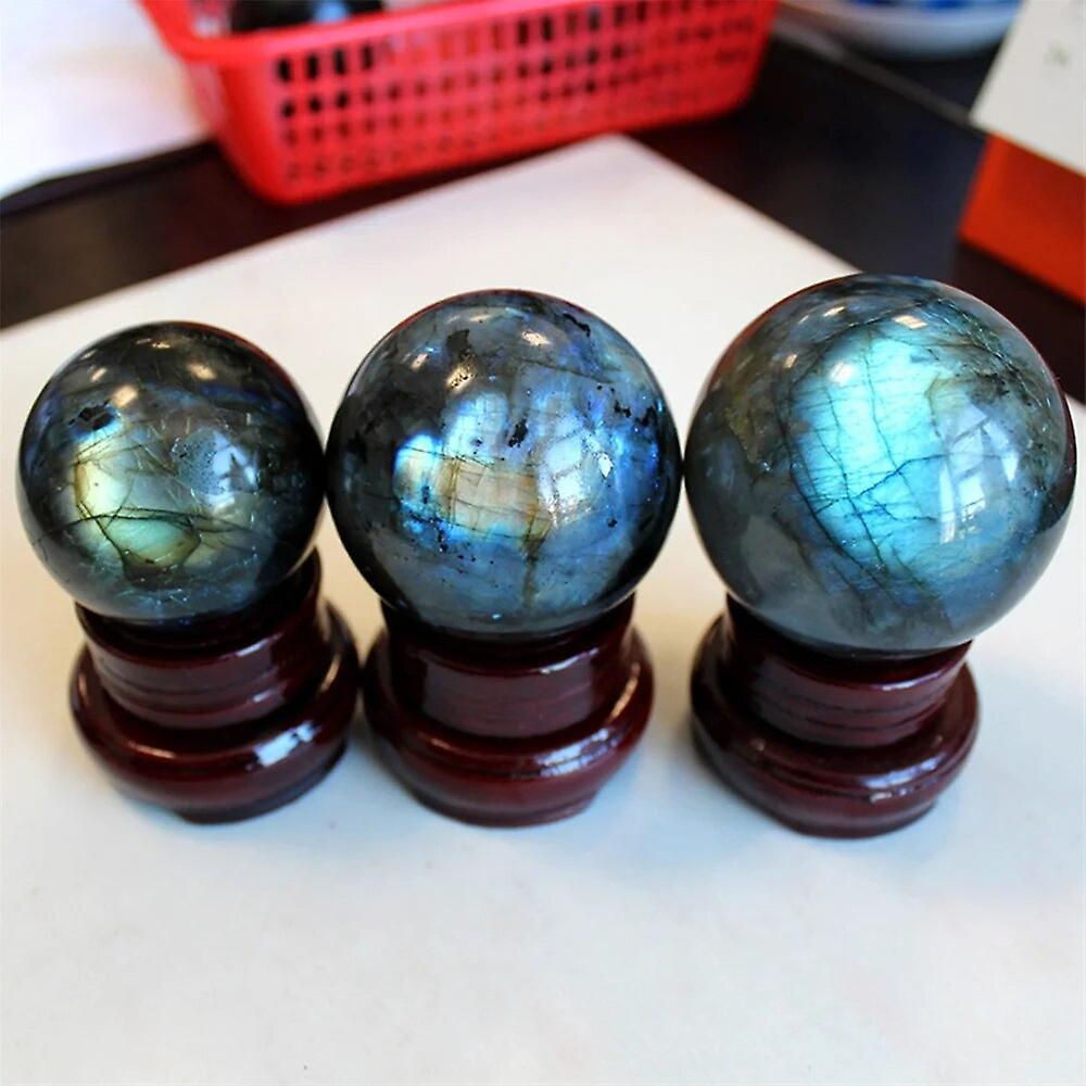 Eccpp 50-70mm Rare Natural Labradorite Sphere Rock Meditation Healing Reiki Quartz Crystal Ball Home Decor With Base