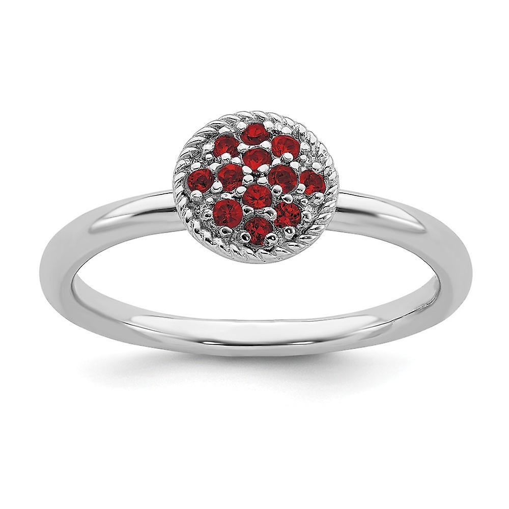 925 Sterling Silver Polished Prong set Stackable Expressions Garnet Rhodium Ring Jewelry Gifts for Women - Ring Size: 5