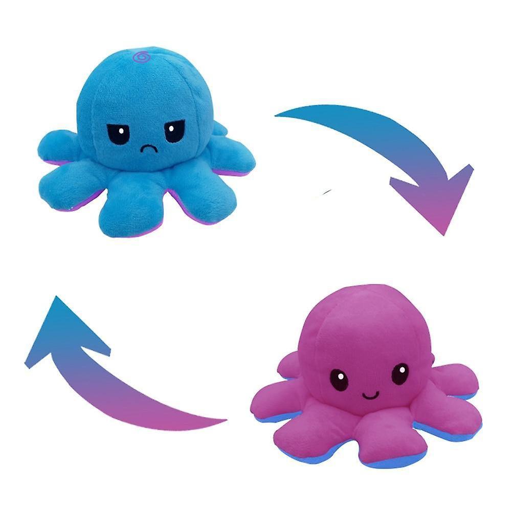 Slowmoose Octopus Design, Reversible Plush And Stuffed Doll Toy Purple + Blue