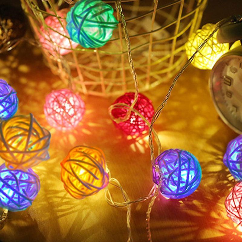 Slowmoose Led String Lights Rattan Ball For Garlands Holiday Party Decoration RGB 5M(40 LEDs)