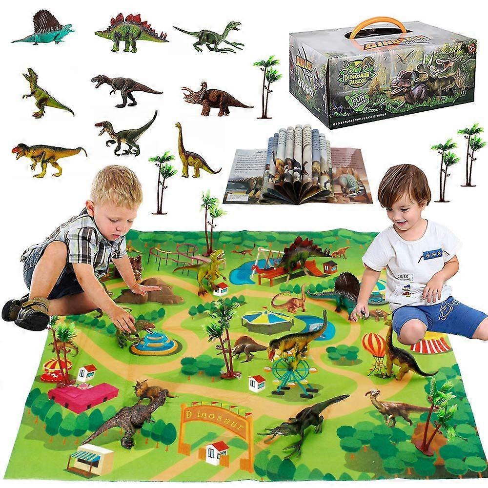 Aiyuego Dinosaur Toy Figure with Activity Play Mat & Trees, Detachable