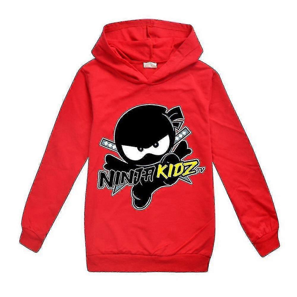 Unbrand Ninja Kidz Kids Casual Hoodie Long Sleeve Printed Hooded Sweatshirt Pullover Tops Boys Girls Activewear Hk Red 11-12 Years