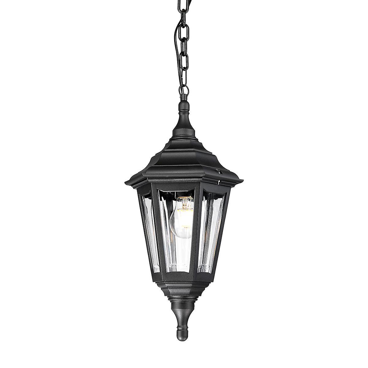 Kinsale 1 Light Outdoor Coastal Ceiling Chain Lantern Black IP43 E27