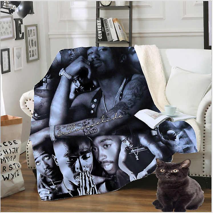 Roobeki 2pac Tupac Fleece Blanket Plush 3d Printed for Adults Sofa Sherpa Fleece Bedspread Wrap Throw Blanket style-3 Auburn 110X140cm