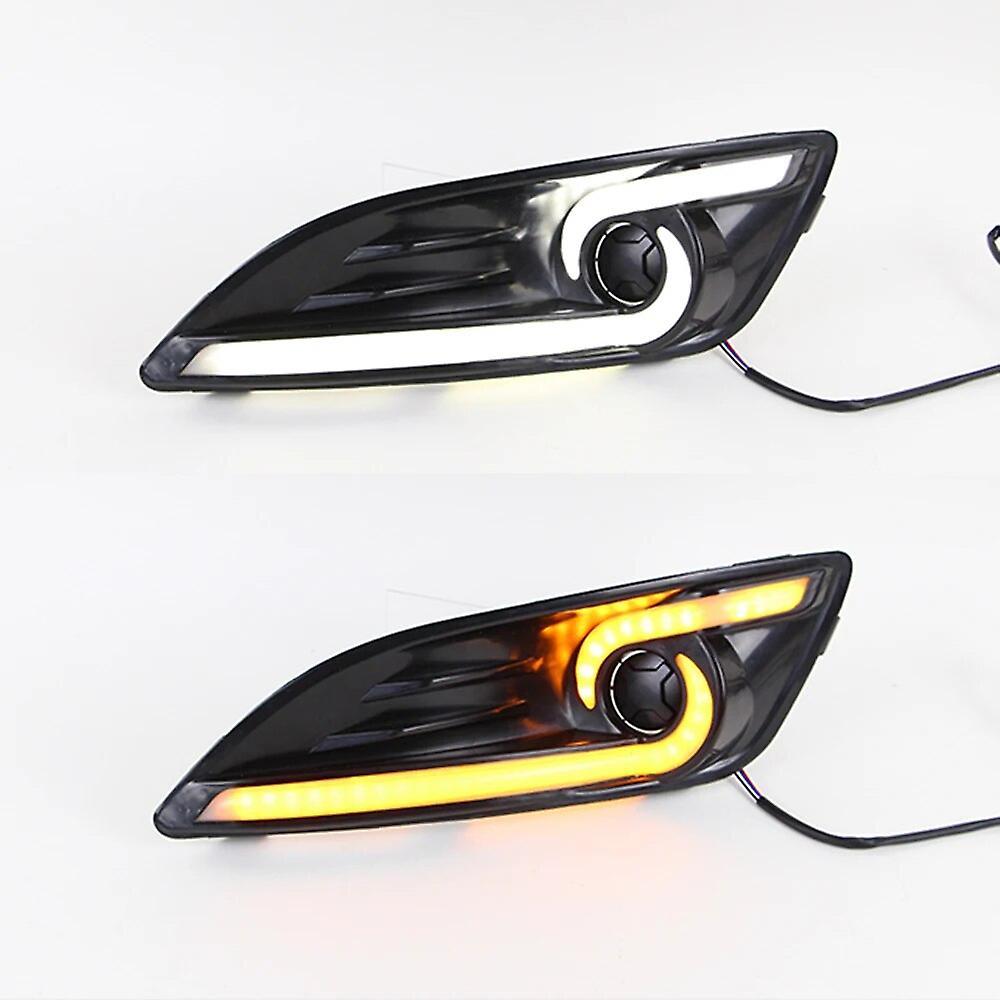 Eccpp Car Flashing 2Pcs For Ford Fiesta 2013 2014 2015 2016 LED DRL Daytime Running Lights LED Daylight Fog light waterproof White and Yellow