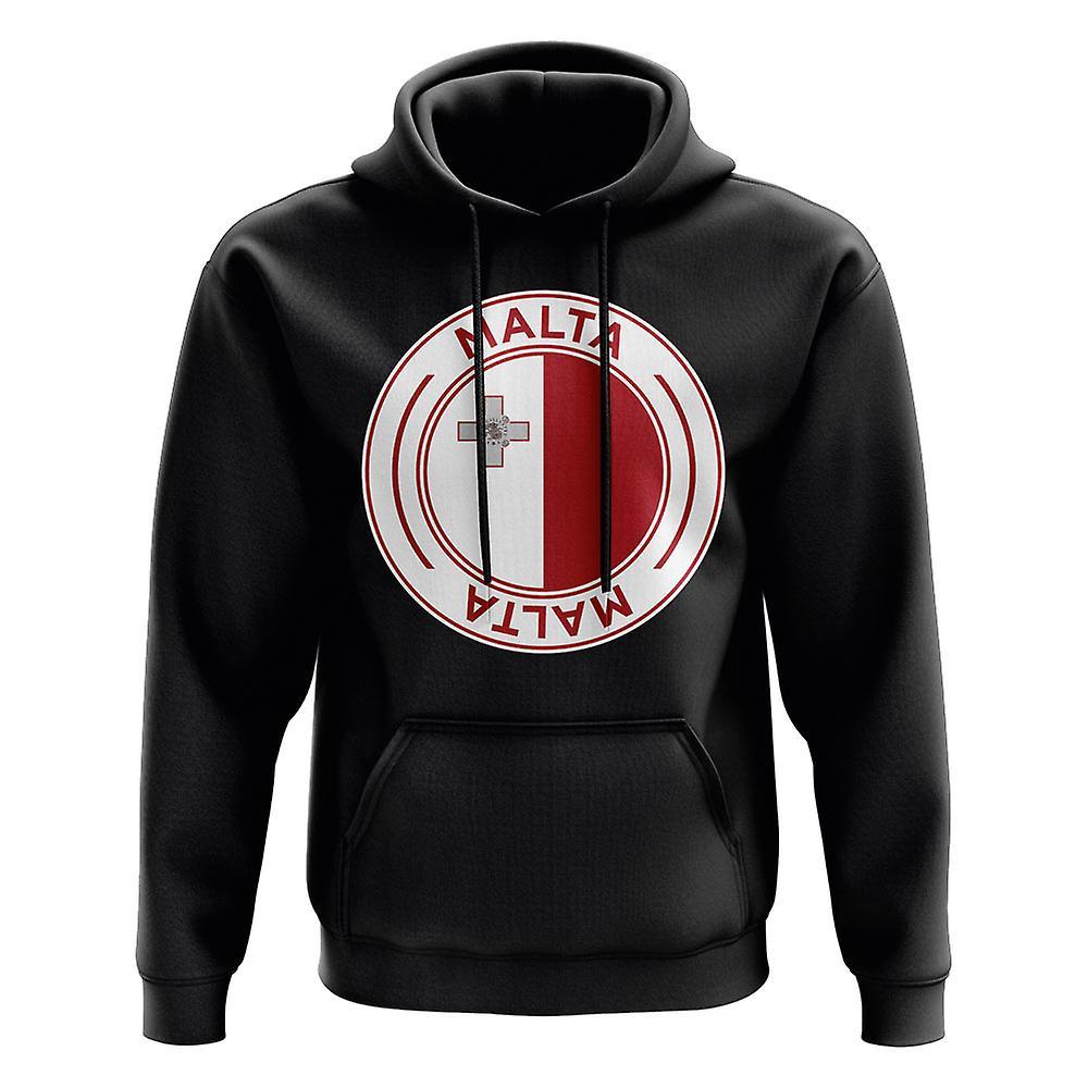 UKSoccerShop Malta Football Badge Hoodie (Black) XXL (50-52 inch)