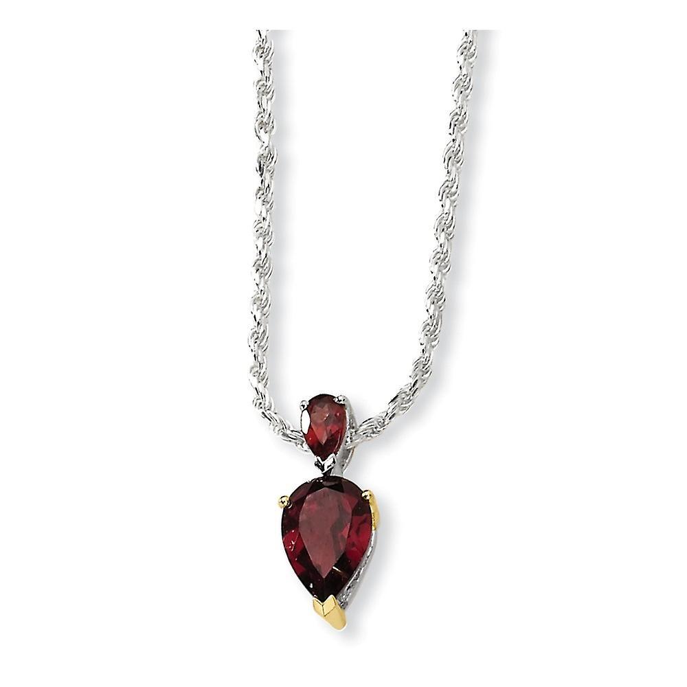 JewelryWeb 925 Sterling Silver Lobster Claw Closure and 14K Garnet Necklace 18 Inch Measures 7mm Wide Jewelry Gifts for Women 18.000