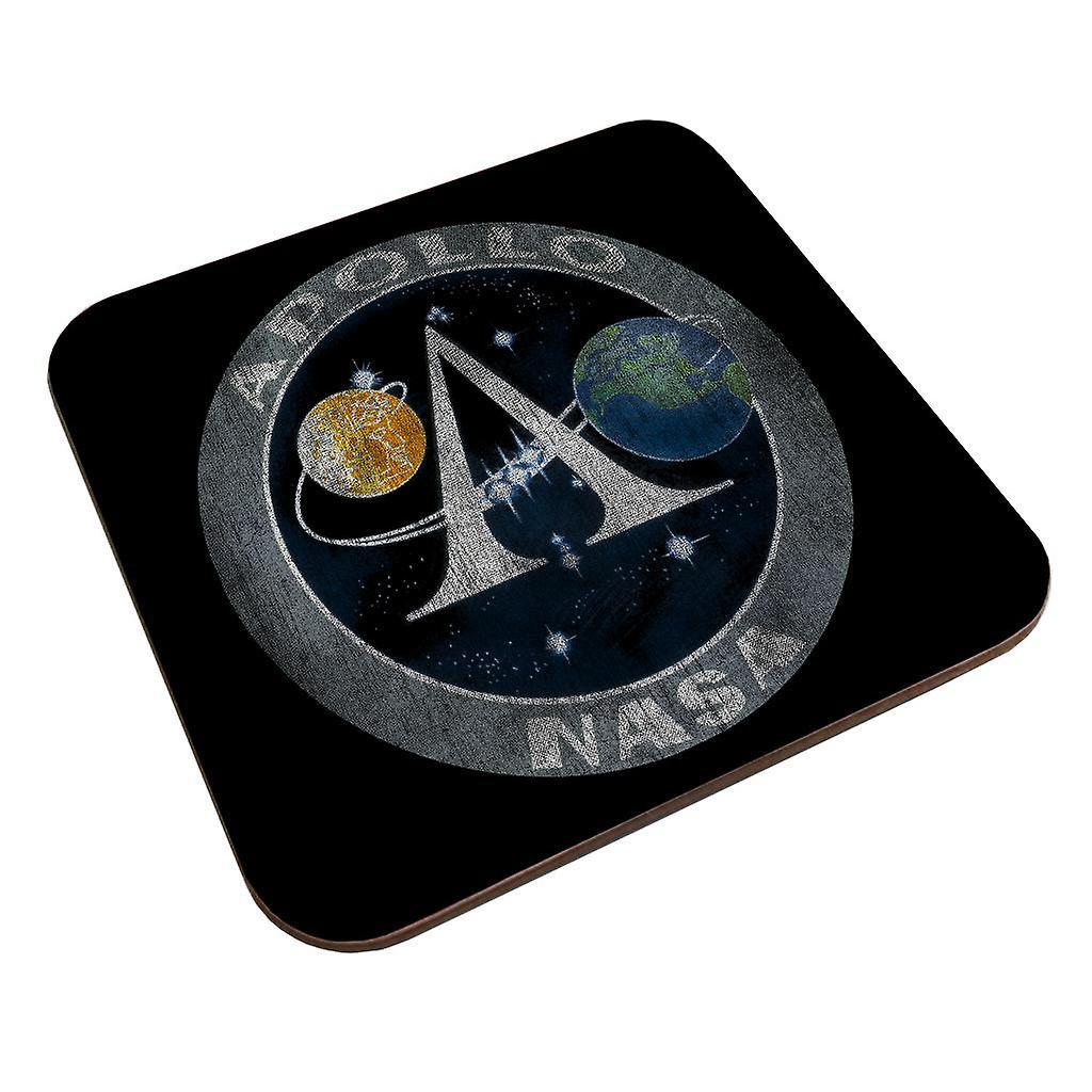 NASA Apollo Program Logo Badge Distressed Coaster Black 9 x 9 cm