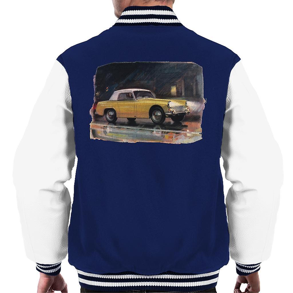 Austin Healey Yellow British Motor Heritage Men's Varsity Jacket Navy/White Small