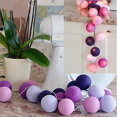 Slowmoose 3m Led Cotton Ball Garland String-fairy Lights Decoration Set 2 Purple 7.5M50LED-USB