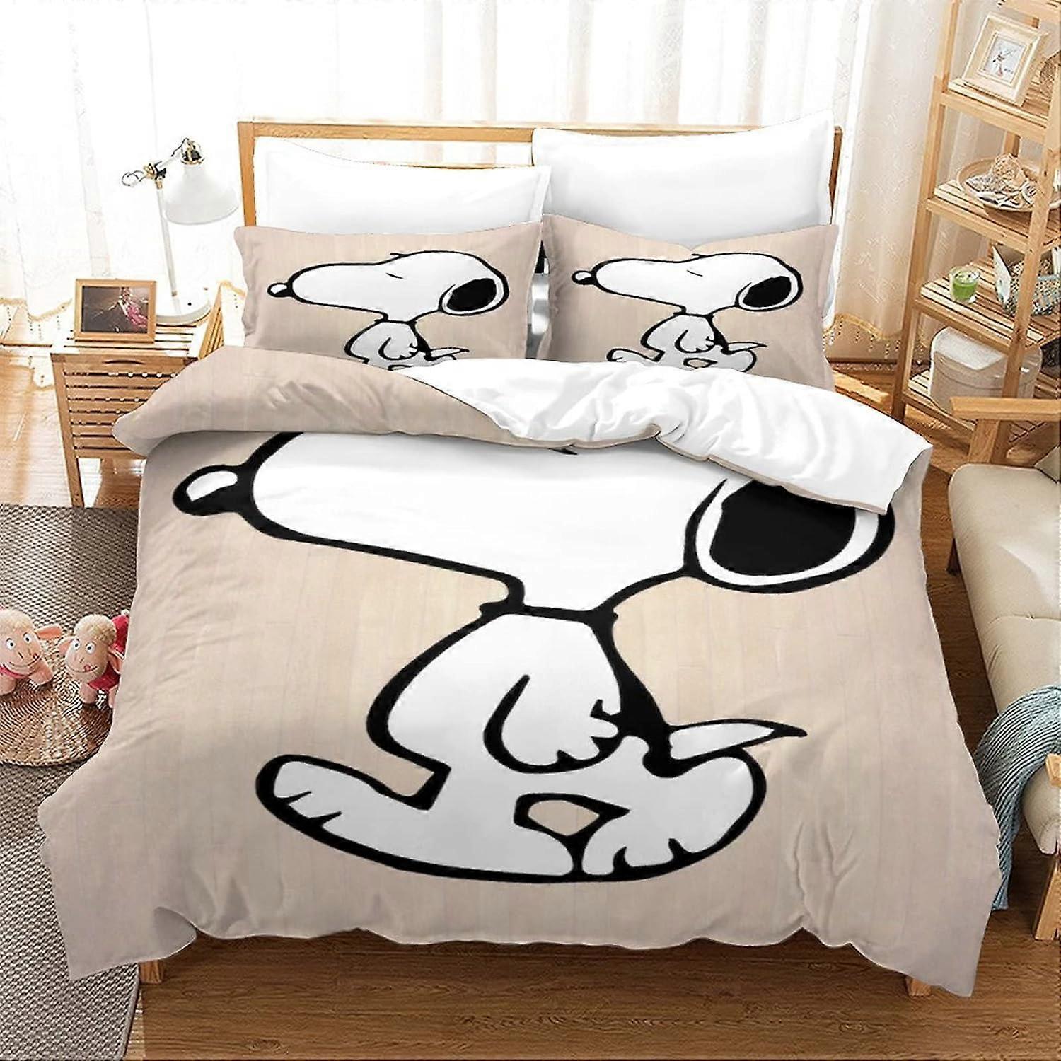 Kerota Snoopy Duvet Cover Animated Characters with Pillowcases Printed Cartoon Bedding with Zipper Closure Quilt Cover Single135x200cm