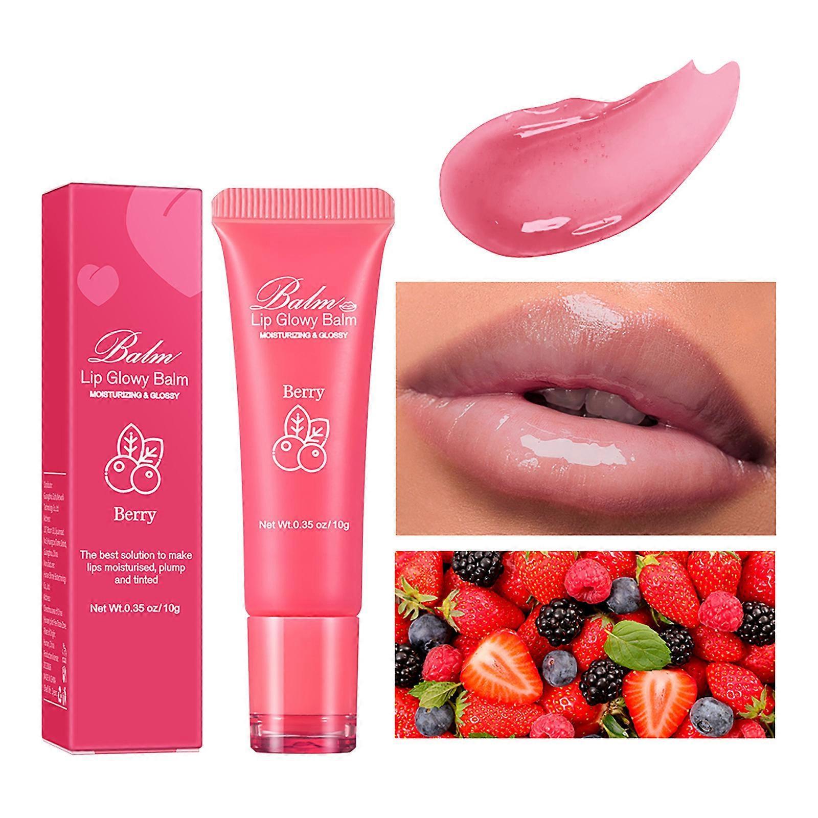 Unbrand Lip Glowy Balm, Moisturizing Lip Repair Sleeping Lip Mask, Plumping Lip Gloss Hydrating Lip Treatment Soothing Dry Chapped Lips Red - Berry...