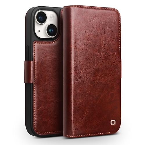 Mobile Case For Iphone 15 Qialino Classic 103 Buckle Genuine Leather Mobile Phone Case Brown 15 Pro