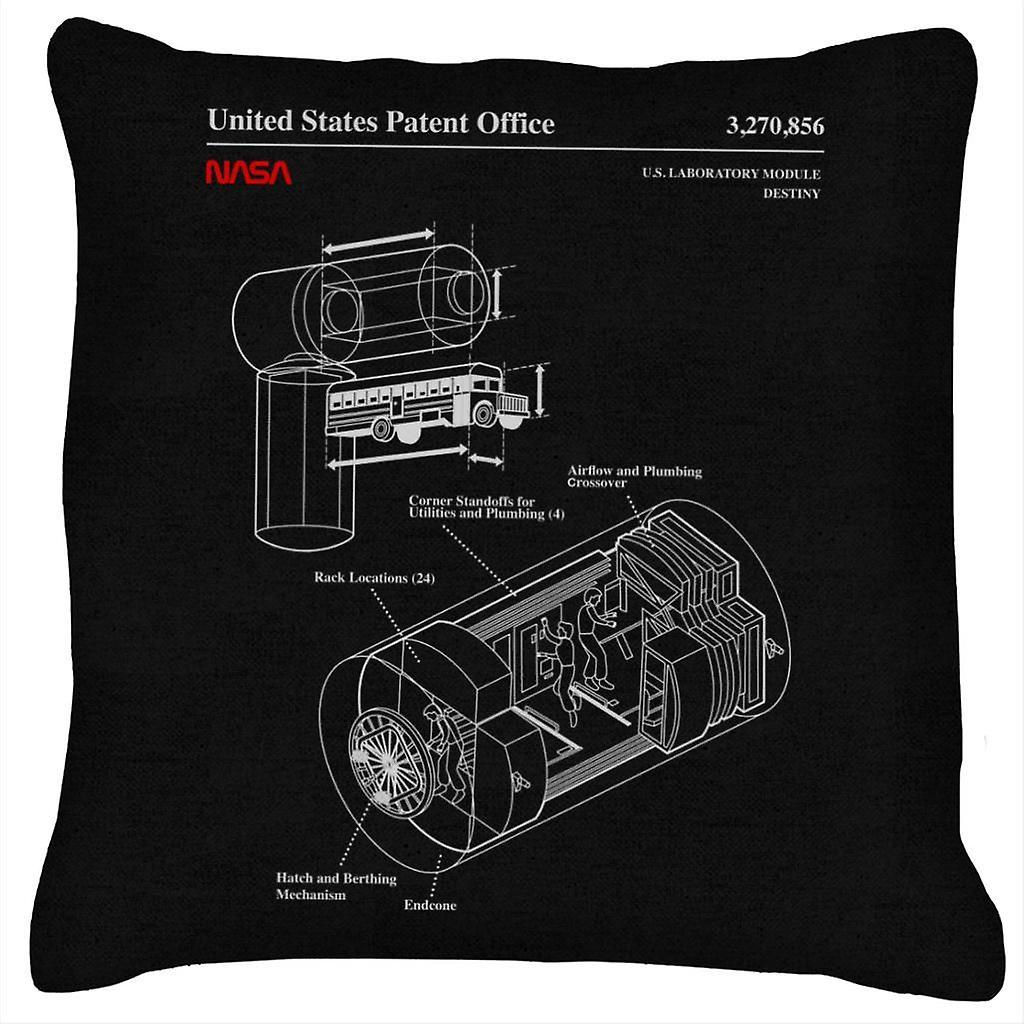 NASA US Laboratory Module Destiny Blueprint Cushion Black 40 x 40cm