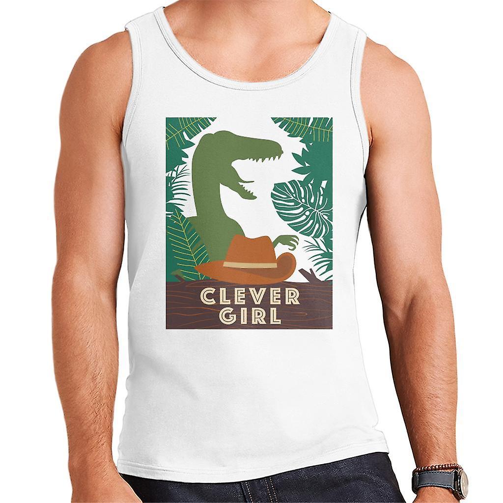 Jurassic Park Velociraptor Silhouette Clever Girl Men's Vest White Large