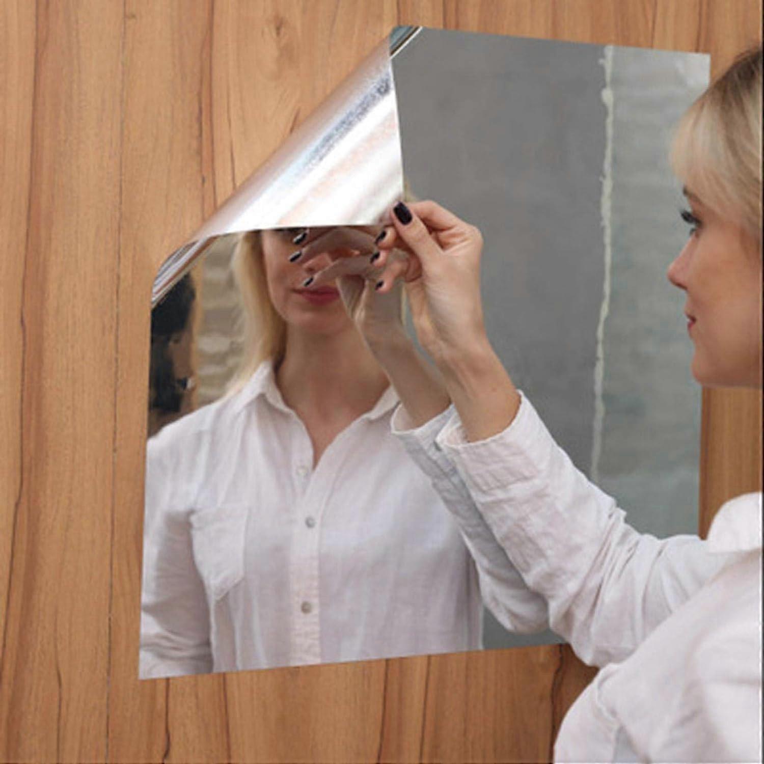 Qin Flexible Mirror Sheets, Mirror Wall Stickers Non Glass Self Adhesive Mirror For Bathroom, Bedroom Dresser 50*50cm