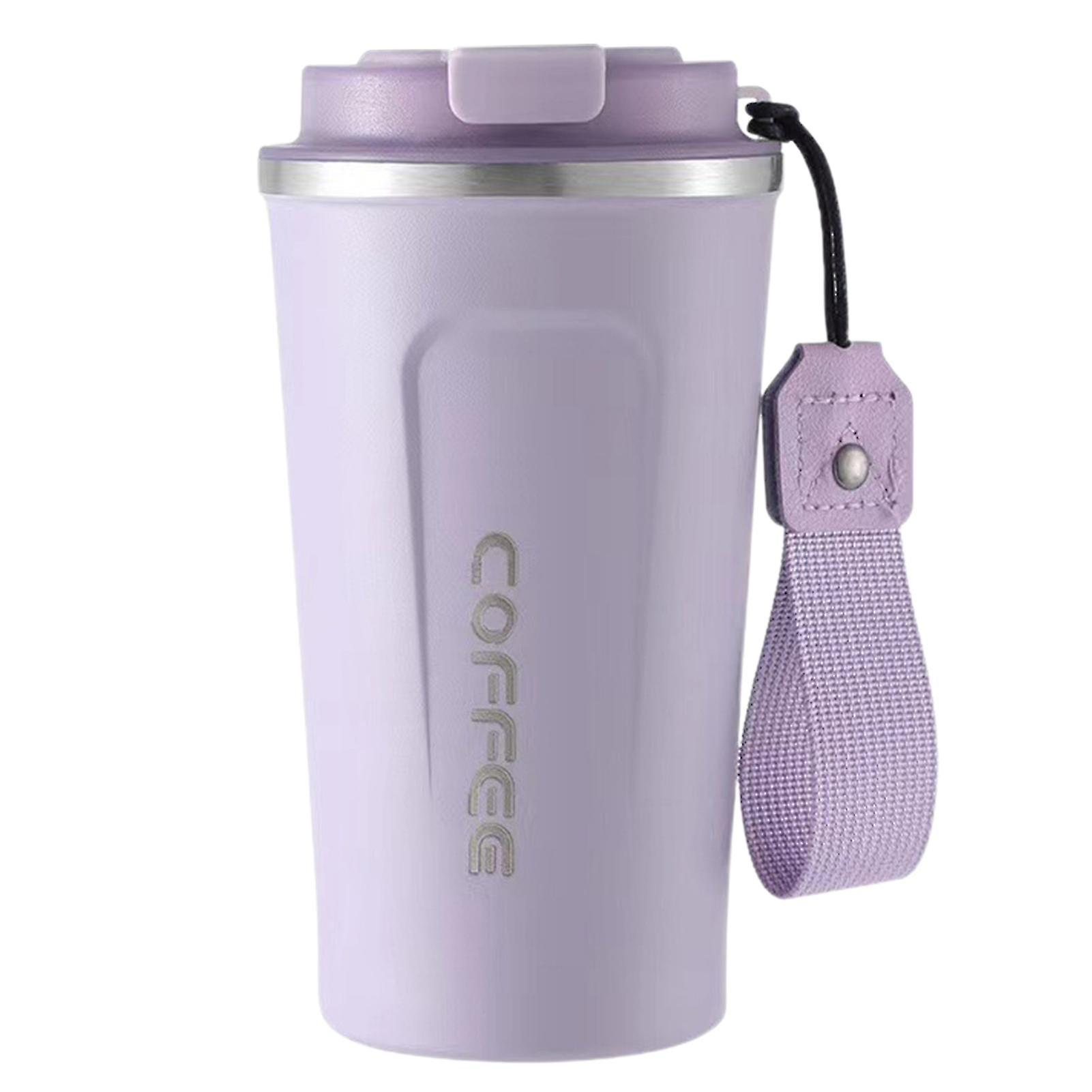 510ml Travel Coffee Mug Spill Proof With Seal Lid Insulated Eco-friendly Easy One-handed Drinking Stainless Steel Cup - Snngv Purple