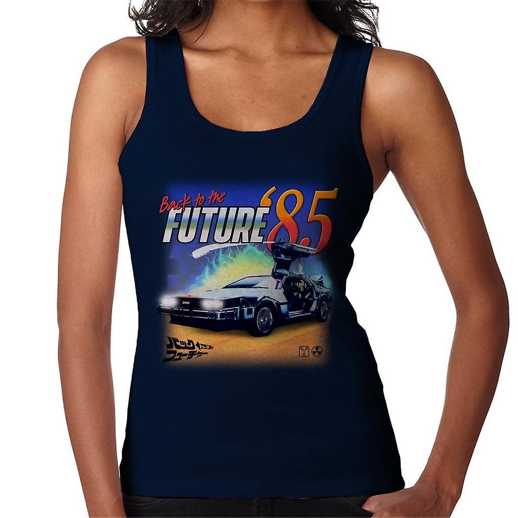 Back to the Future Delorean 85 Electric Charge Women's Vest Navy Blue Large