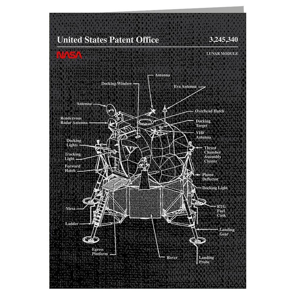 NASA Lunar Module Blueprint Greeting Card Black 14.5 x 21cm