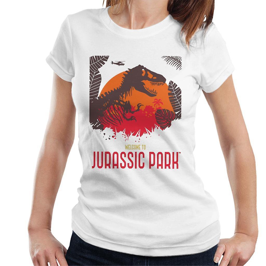 Jurassic Park Welcome To Jurassic Park T Rex Silhouette Women's T-Shirt White Small