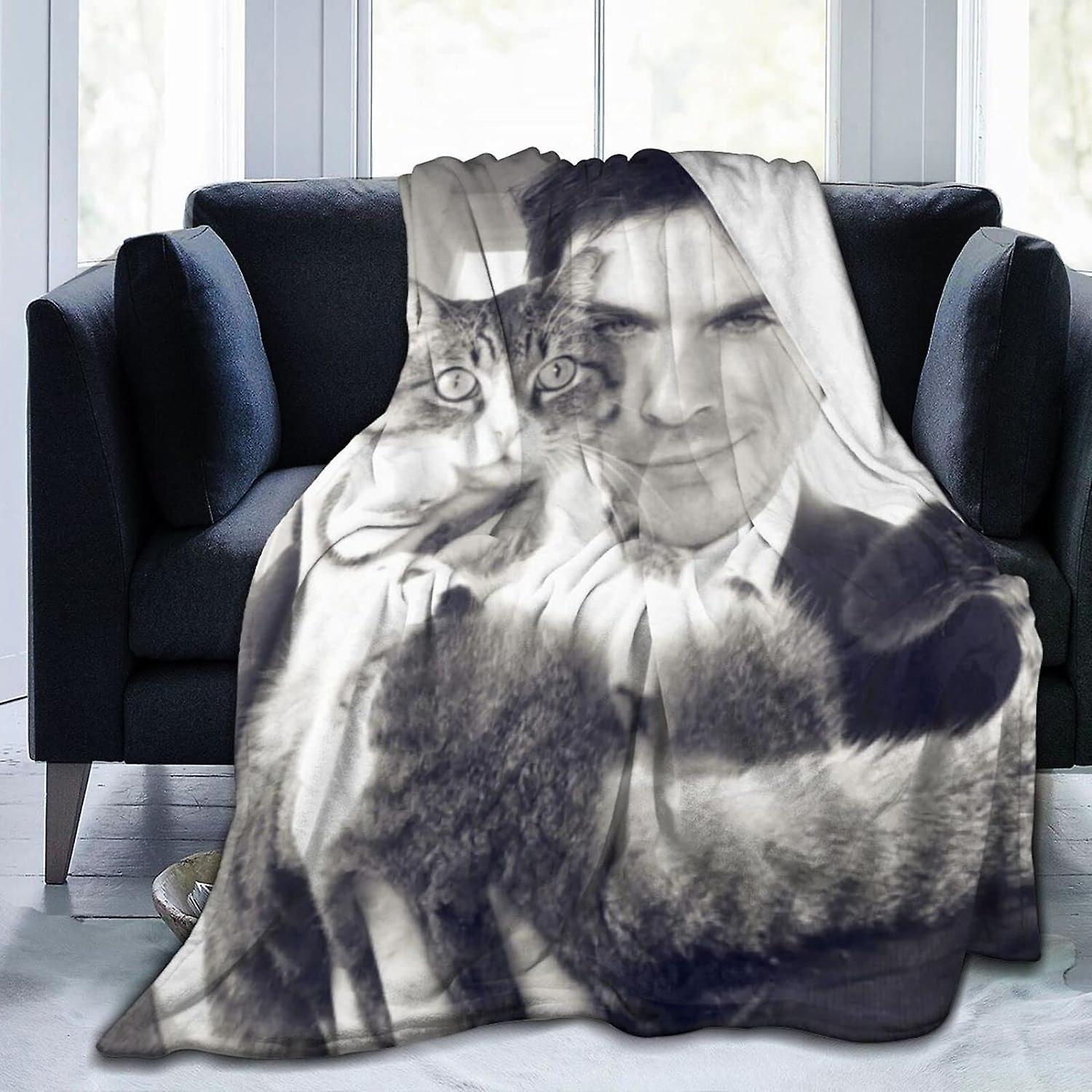 Kerota Ian Actor Somerhalder Fleece Blanket Damon Salvatore Throw Blanket Lightweight Super Soft Cozy Luxury Bed Blanket Microfiber ABD29475 60x50i...