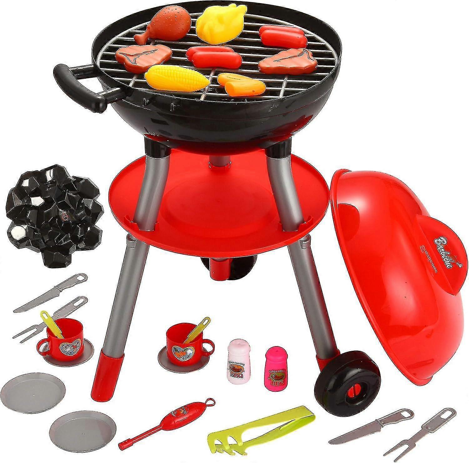 Boris 24 Pieces Little Chef Barbecue Kitchen Toy Interactive Grill Play Kitchen Set For Kids Cooking Pretend Play