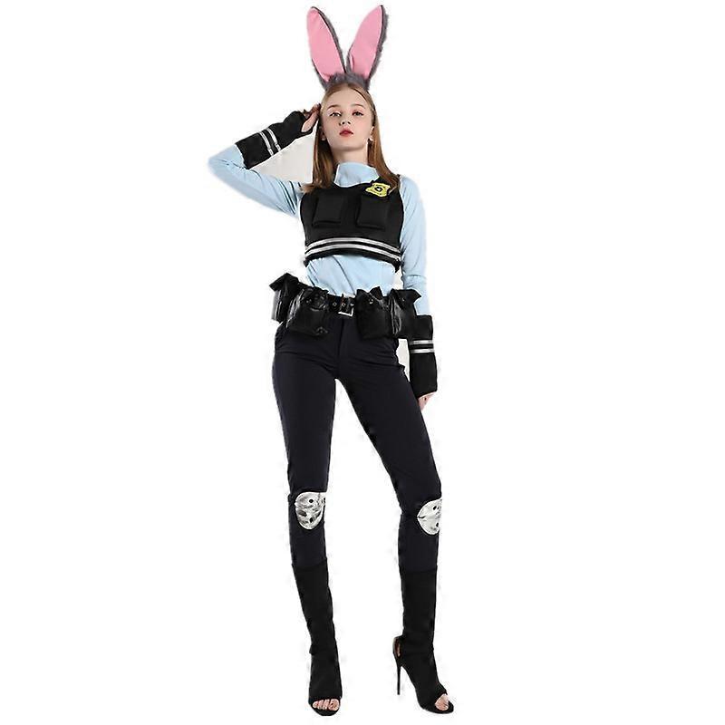 Baiyis Bunny Cosplay for Women Officer Judy Costume Full Set Halloween Carnival Party Fancy Dress M