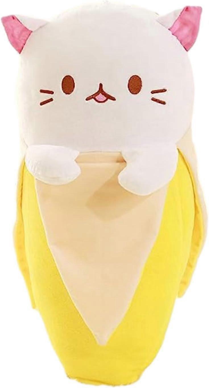 Heyone 7 Inch Banana Cat Plush Toy, Kids Room Decoration Plush Animal Plush Doll Girls Birthday Gift (White)