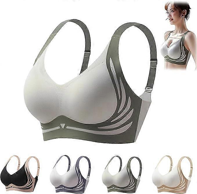 Unbrand Super Gather Bra, Wireless Push-Up Bra Lifting Anti-Sagging Wireless Push Up Bra, Lift Bra Women Lingerie Everyday Sports Bras 1pcs Green M