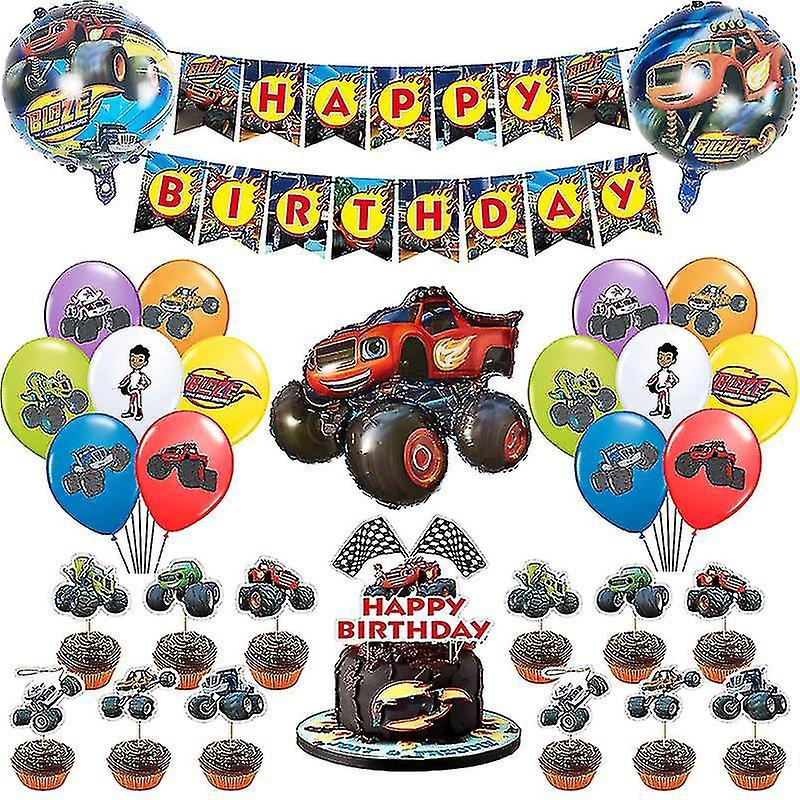 Cryin Blaze Monster Foil Balloons Robot Fire Racer Latex Balloons Birthday Party Decorations